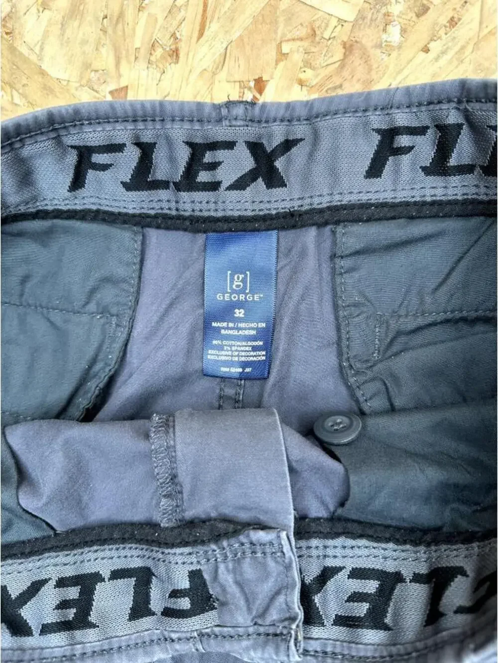 George Mens Flex Cargo Shorts Size 32 Navy Blue Cotton Blend Casual Utility